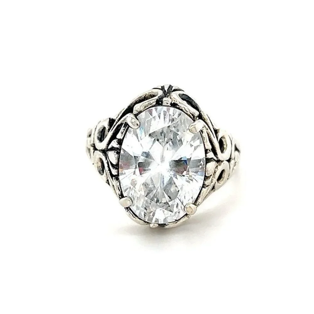 Large‎ Zircon Sterling Silver Ring